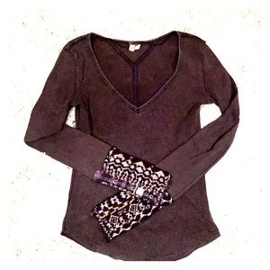 Free People thermal top with cuff detail